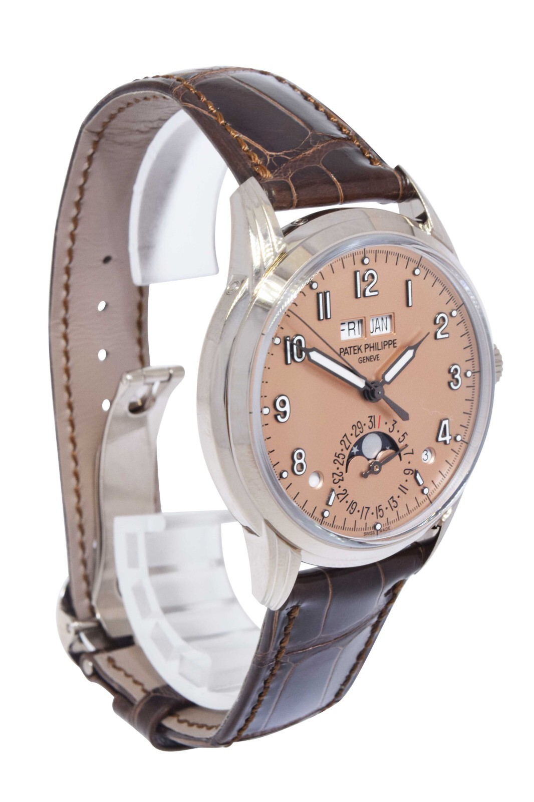 Patek Philippe Perpetual Calendar White Gold Mens Rose Dial 40mm Watch B/P 5320g