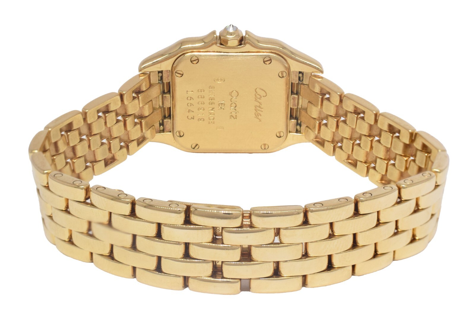 Cartier Panthere Small 18k Yellow Gold Obsidian Stone Dial Diamond Ladies Watch