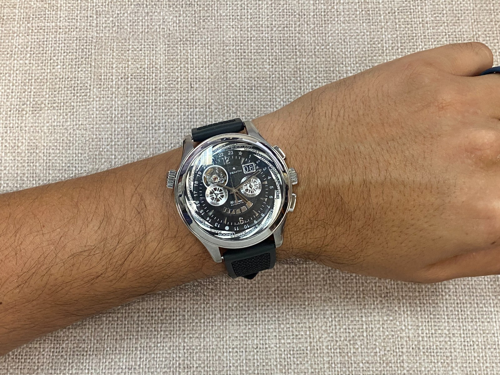Zenith El Primero Grande Class Traveler Steel Open Multicity Watch 03.0520.4037