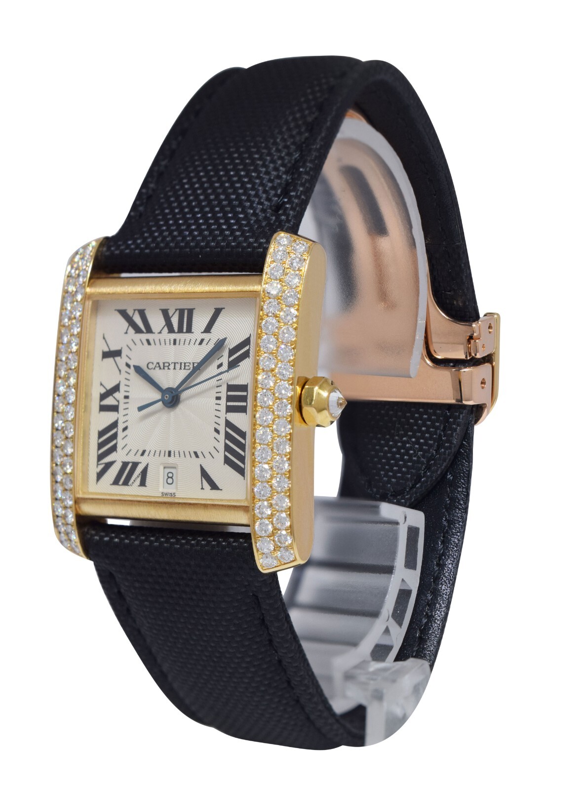 Cartier Tank Francaise Large 18k Yellow Gold Diamond Watch 1840 WE101051