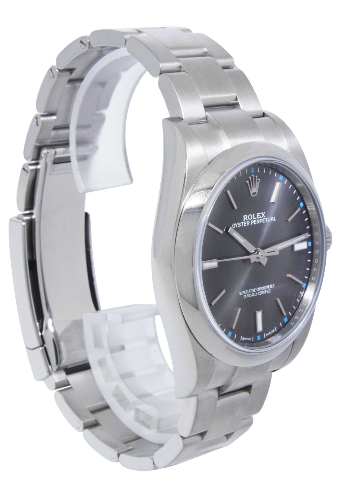 Rolex Oyster Perpetual 39 Steel Rhodium Dial Mens Watch Box/Papers '19 114300