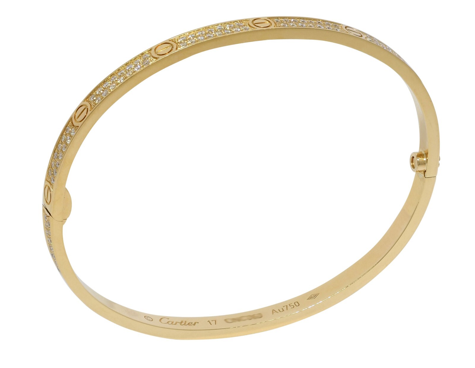 Cartier Love Bracelet Small Size 17cm 18k Yellow Gold Pave Diamond B/P N6726417