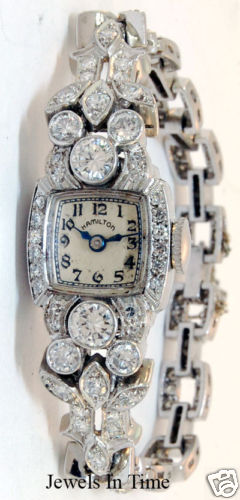 Hamilton  Ladies Vintage Deco Platinum &  3.35 CT Diamond Watch