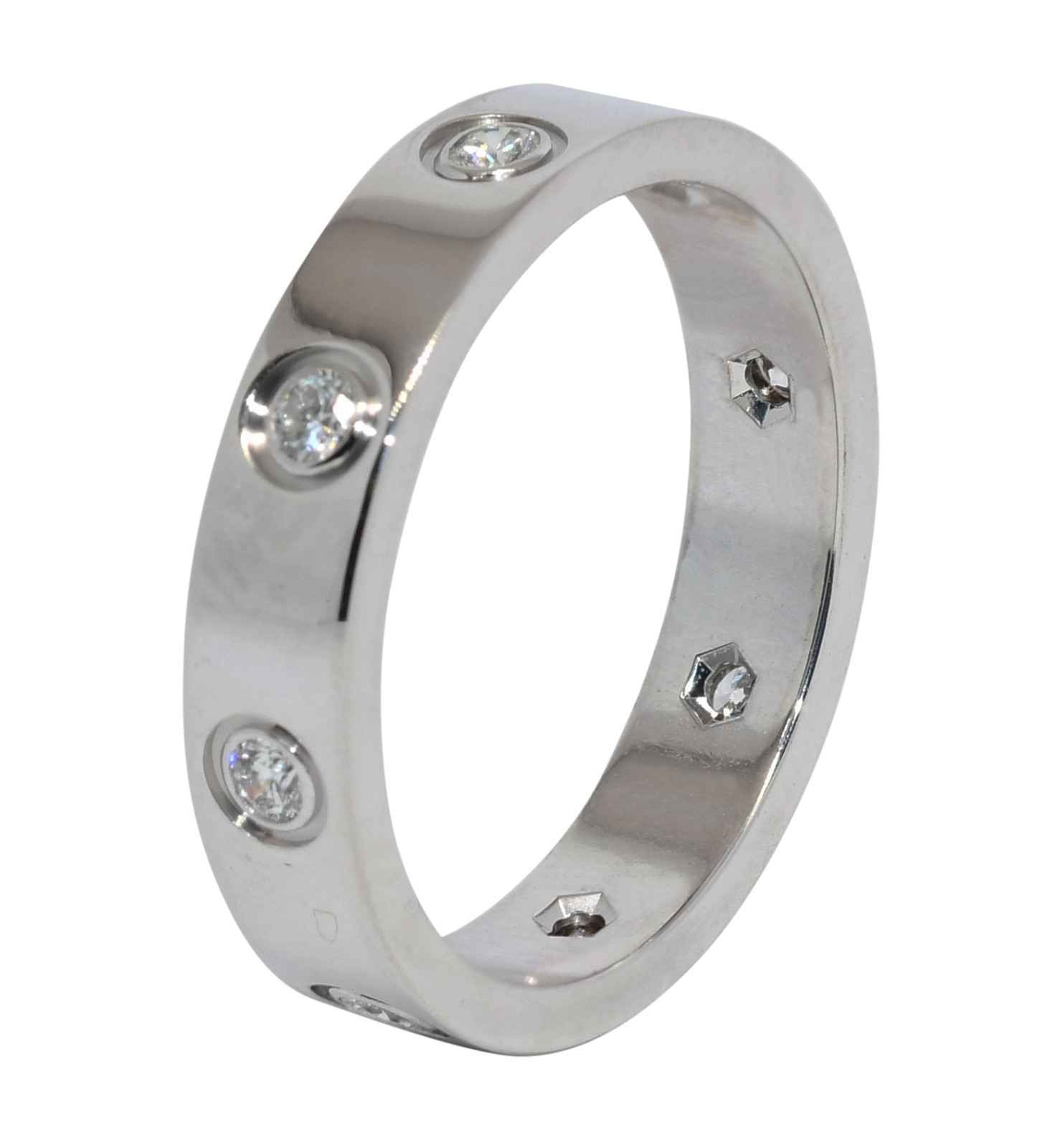 Cartier Love Ring 8 Diamonds 18k White Gold Small Band Size 51 B4050651 Cartier Love Ring 8 Diamonds 18k White Gold Small Band Size 51 B4050651