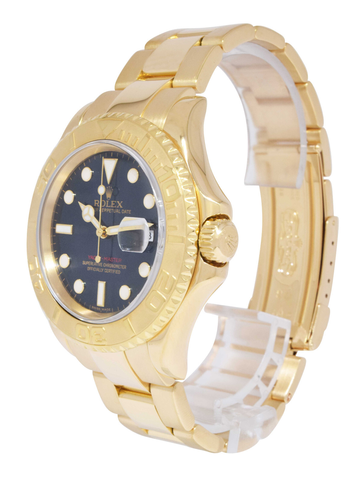 Rolex Yacht-Master 18k Yellow Gold Blue Dial Mens 40mm Watch P 16628