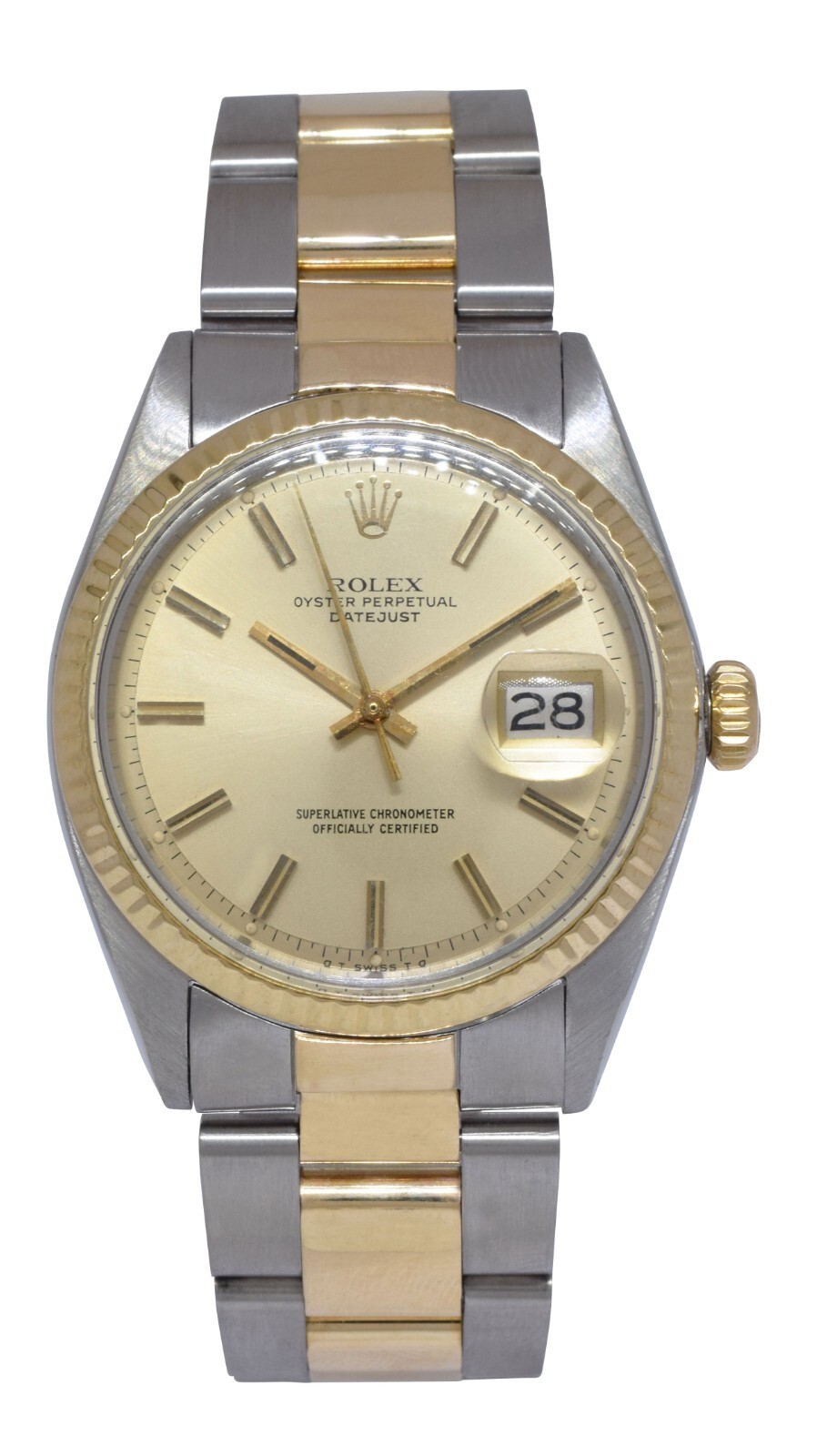 Rolex Datejust Yellow Gold/Steel Champagne Dial 36mm Vintage Watch '72 1601