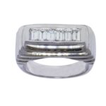 Mens Contemporary 1.00 CT Diamond Ring 14k White Gold 8 Mens Contemporary 1.00 CT Diamond Ring 14k White Gold 8