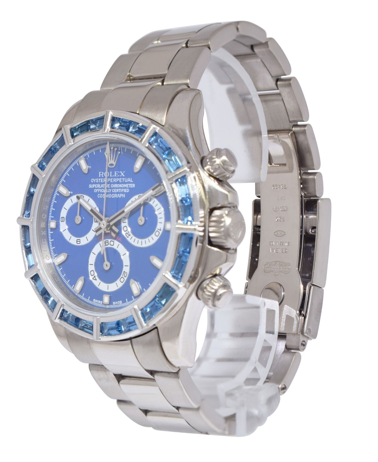 Rolex Daytona Chronograph 18k White Gold Blue Dial/Bezel 40mm Watch Z 116509