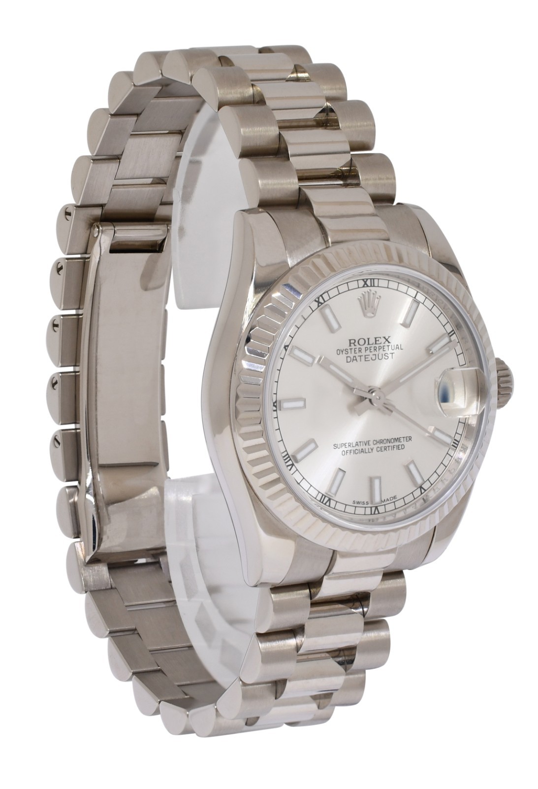 Rolex Datejust 31 President 18k White Gold Silver Dial Watch +Card '22 178279