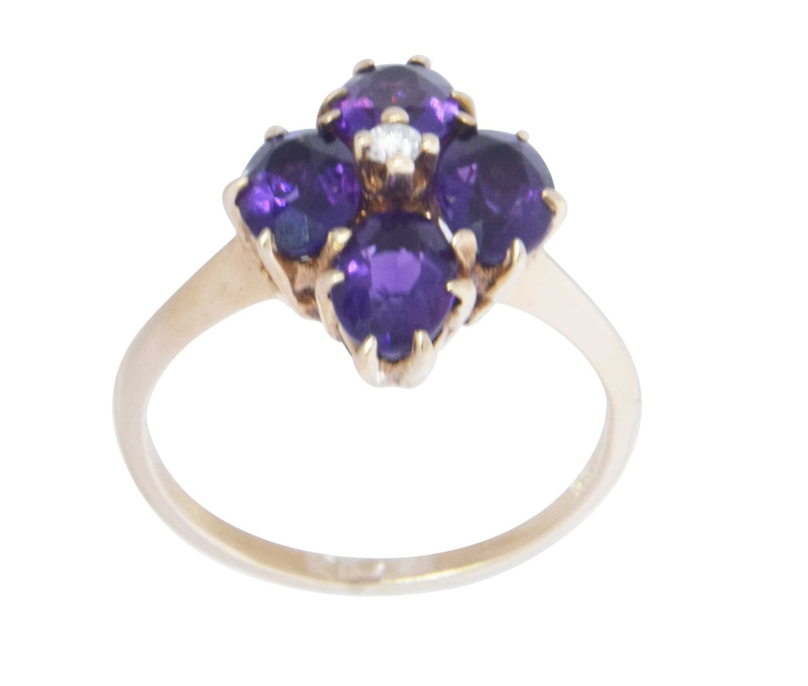 Ladies 14k Yellow Gold Diamond & Amethyst Ring 9.5