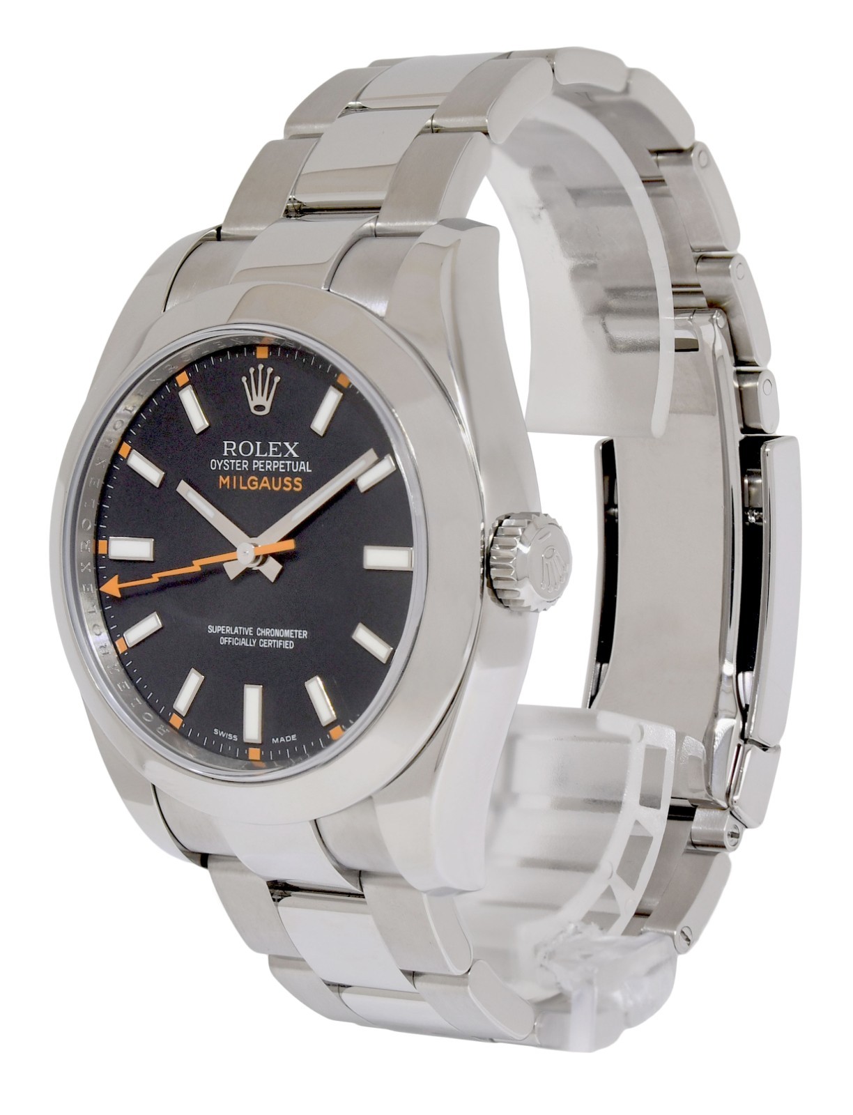 Rolex Milgauss Stainless Steel Black Dial Oyster Bracelet Watch V B/P 116400