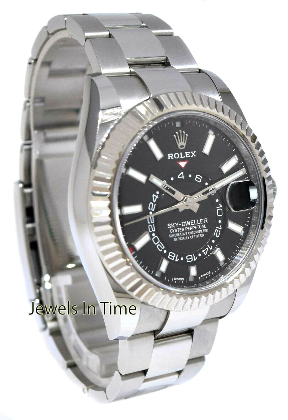 Rolex Sky-Dweller 18k Gold & Steel Black Dial 42mm Watch Box/Papers '19 326934