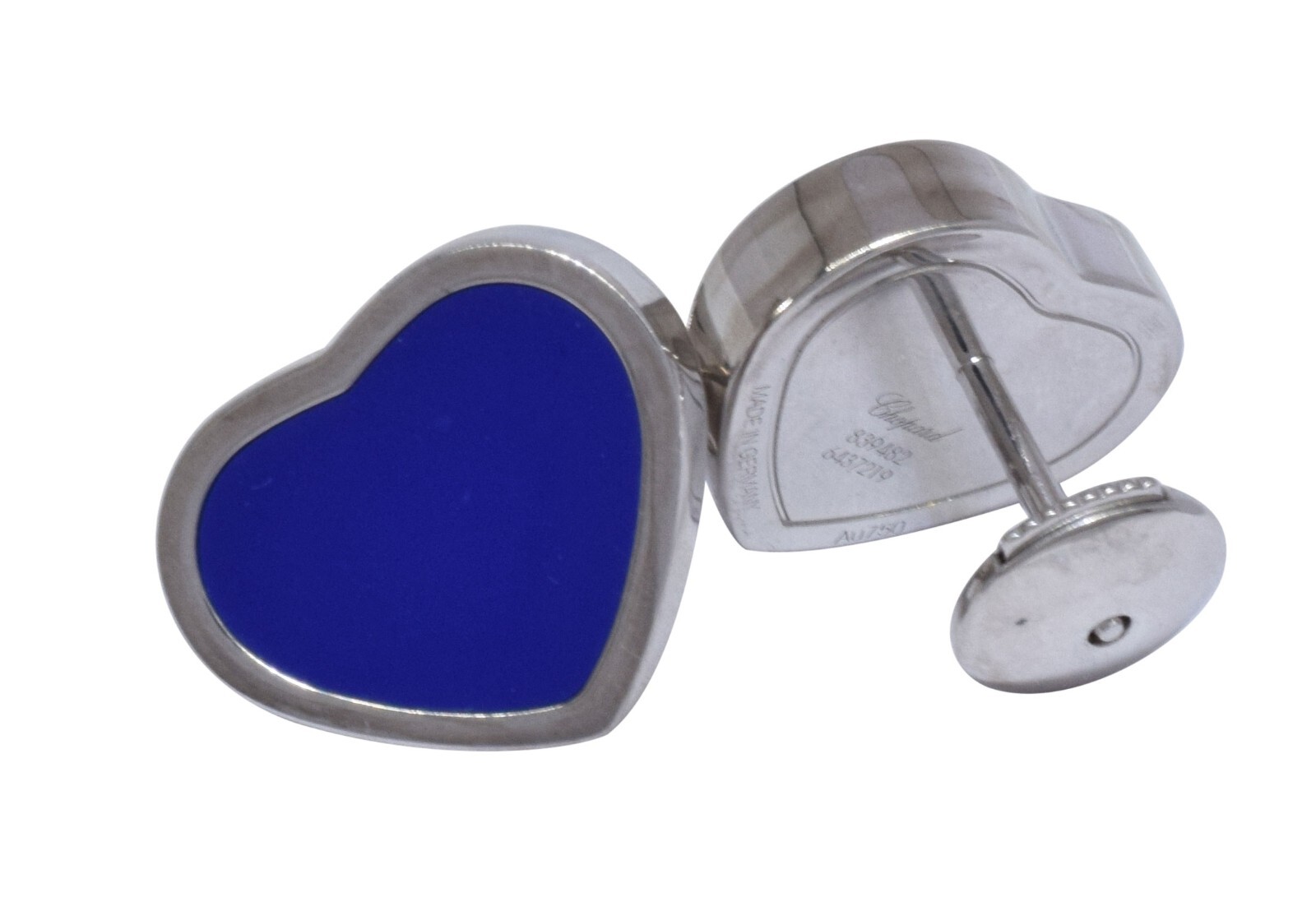 Chopard Happy Hearts Lapis Lazuli 18k White Gold Earrings +Certificate 839482