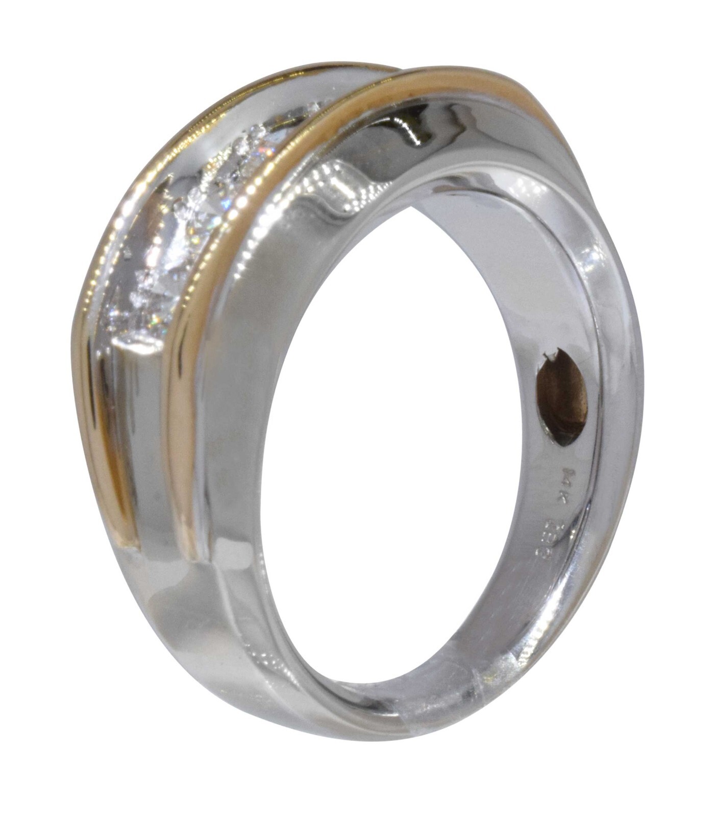 Men's 14K Yellow & White Gold Diamond Ring 10.5