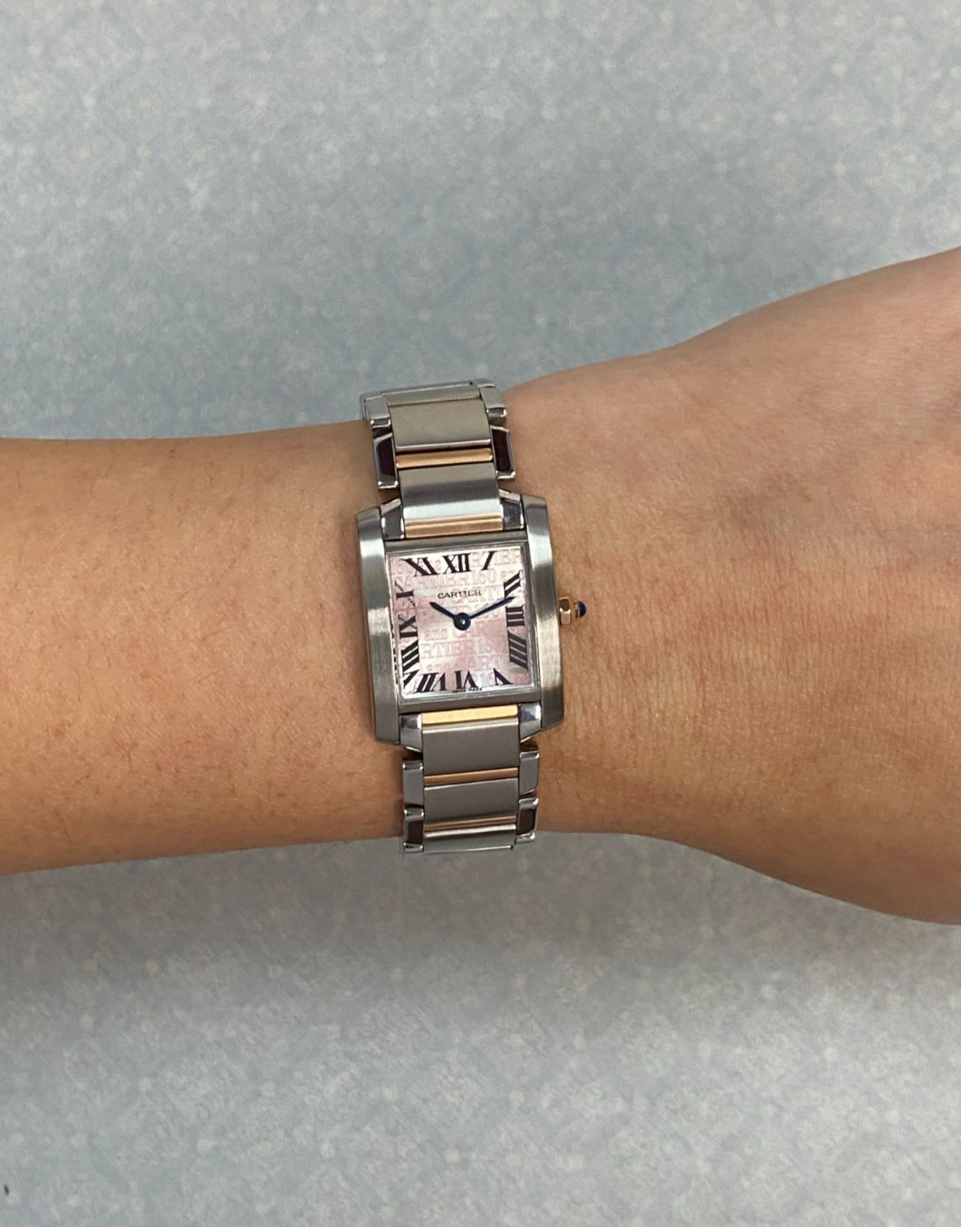 Cartier Tank Francaise Small Rose Gold/Steel 160th Anniversary Ladies Watch 2384