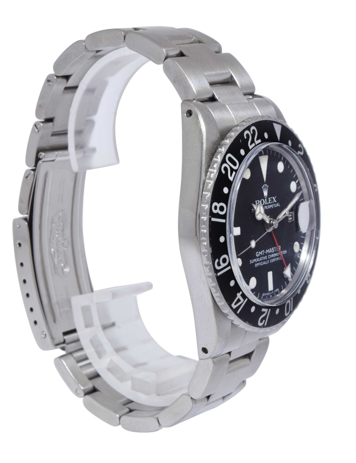 Rolex GMT-Master Steel Black Dial/Bezel Mens Vintage 40mm '77 Watch 1675