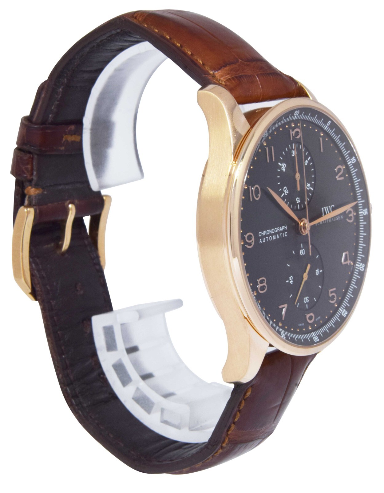 IWC Portuguese Chronograph 3714 18k Rose Gold Black Dial 41mm Watch IW371415