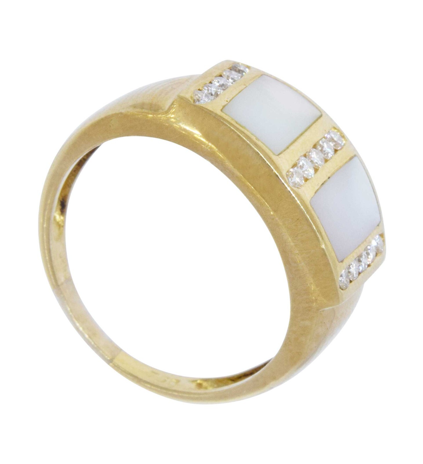 Ladies 18K Yellow Gold MOP and Diamond "Denior" Ring