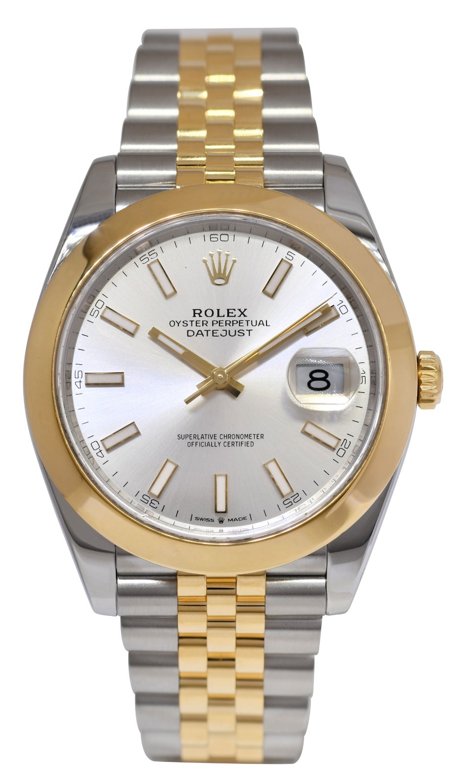 Rolex Datejust 41 18k Yellow Gold/Steel Silver Dial Jubilee Watch B/P '19 126303