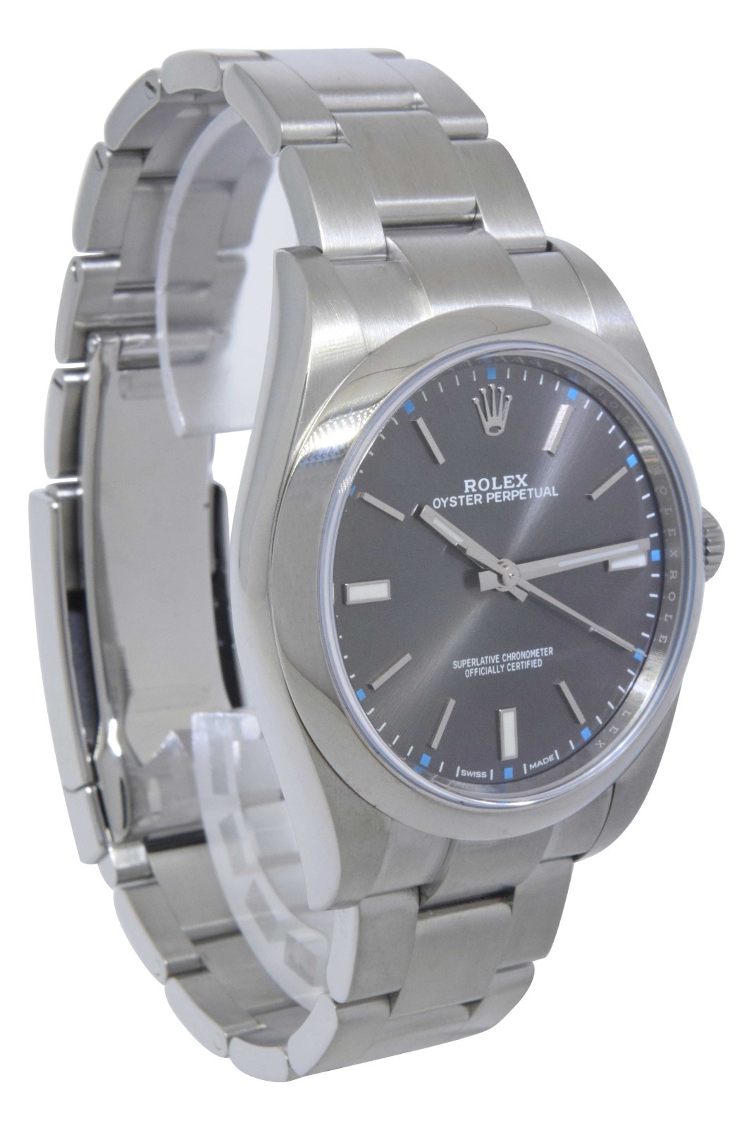 Rolex Oyster Perpetual 39 Steel Rhodium Dial Mens Watch Box/Papers '19 114300