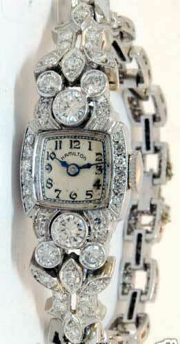 Hamilton  Ladies Vintage Deco Platinum &  3.35 CT Diamond Watch
