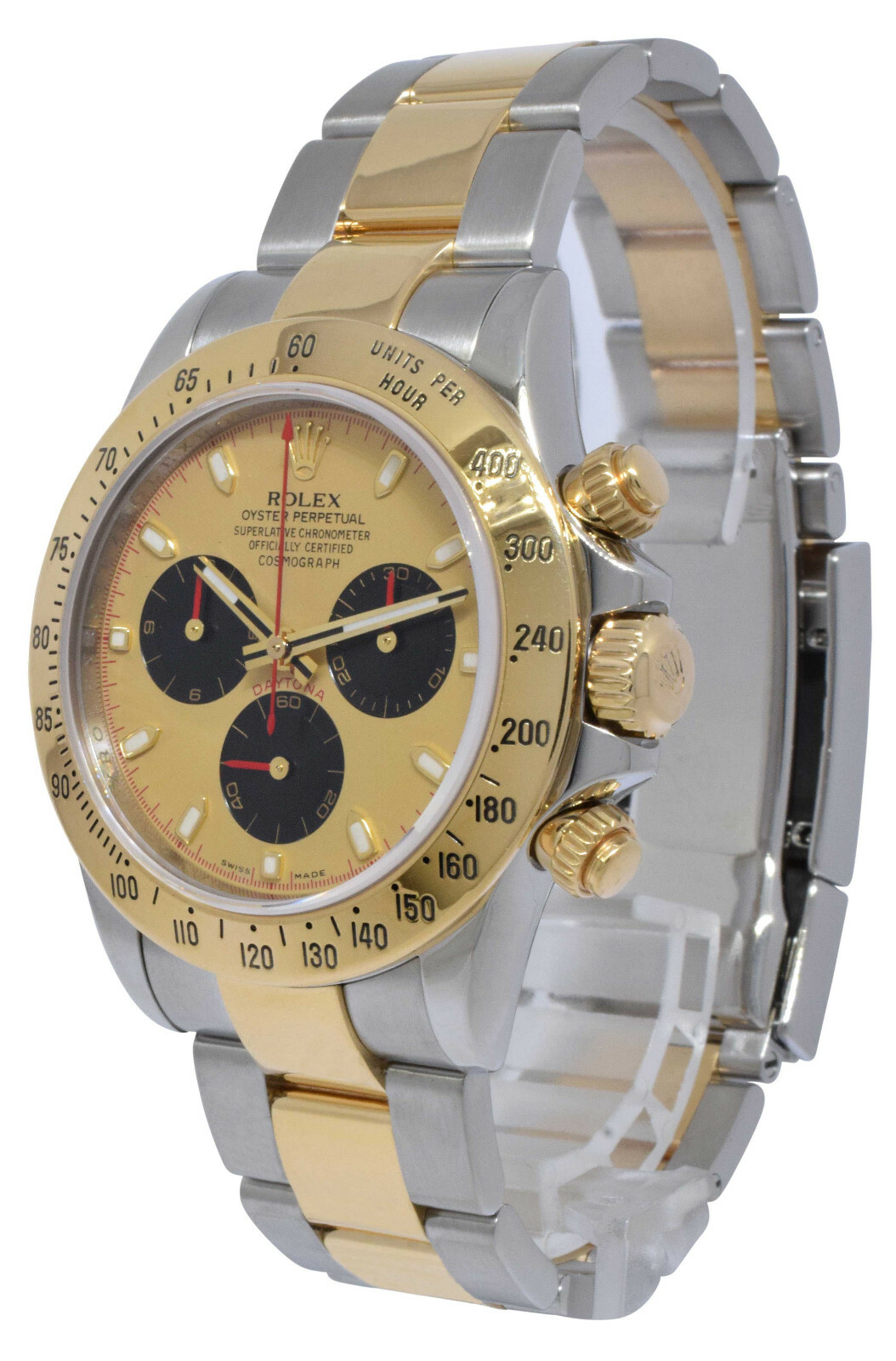 Rolex Daytona Chronograph 18k Yellow Gold/Steel Champagne Dial 40mm Watch 116523
