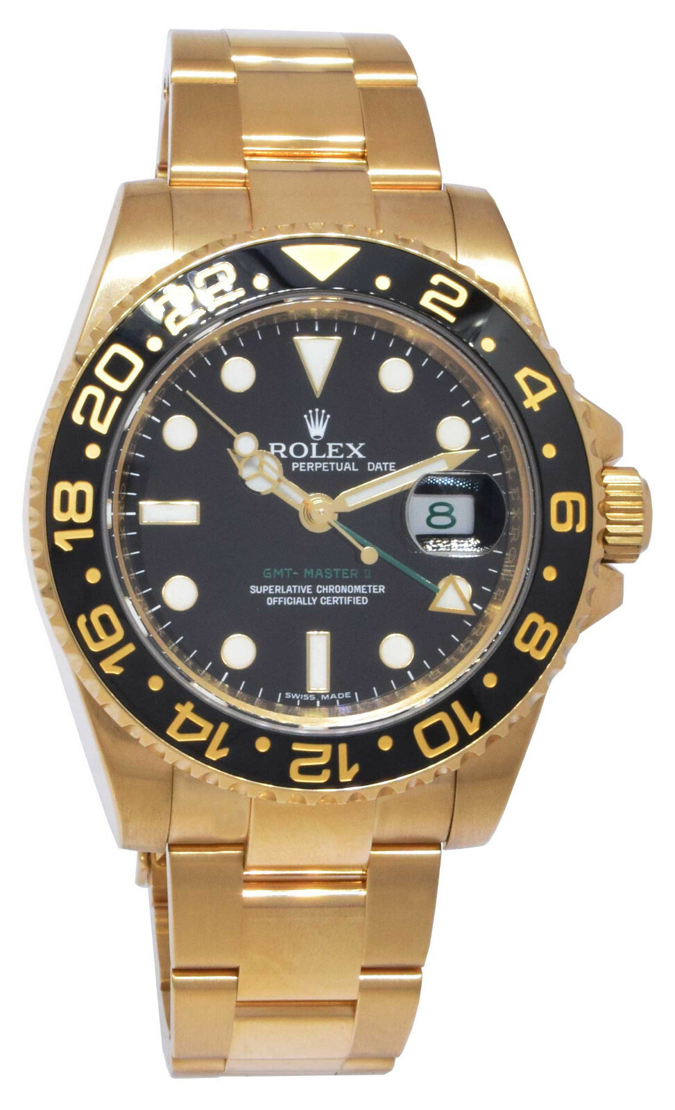 Rolex GMT-MASTER II 18k Yellow Gold & Ceramic Black Dial 40mm Watch Z 116718