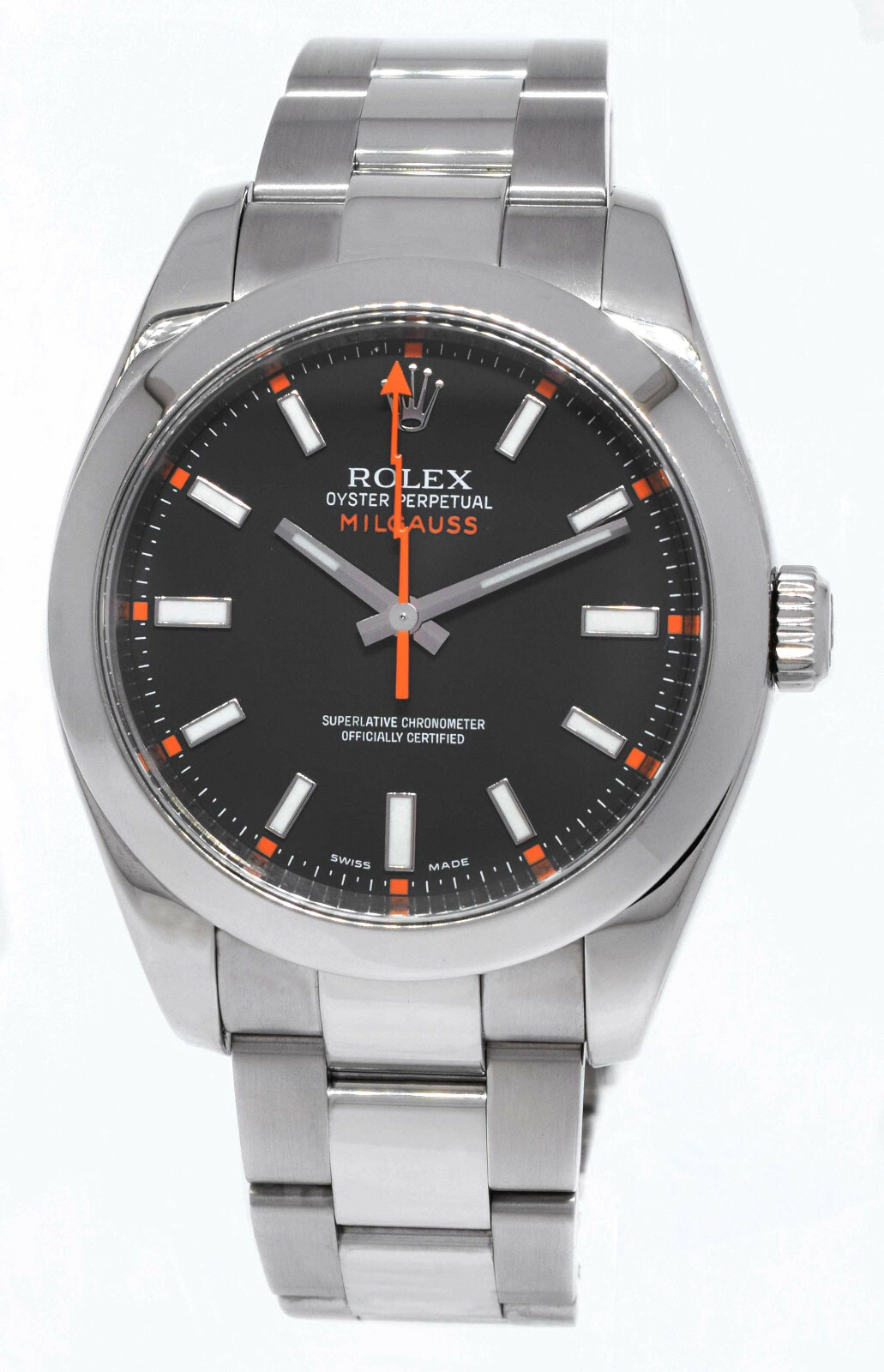Rolex Milgauss Stainless Steel Black Dial Oyster Bracelet Watch M B/P 116400