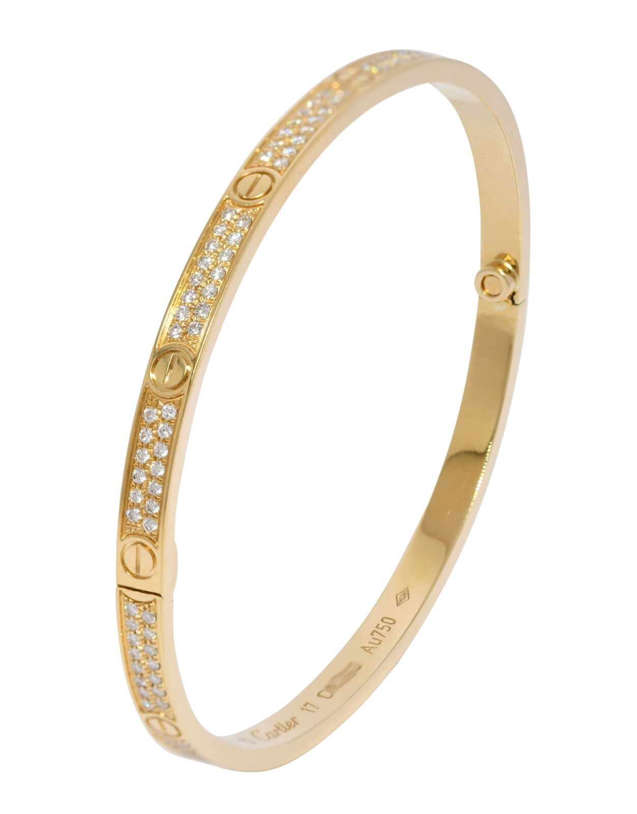 Cartier Love Bracelet Small Size 17cm 18k Yellow Gold Pave Diamond B/P N6726417