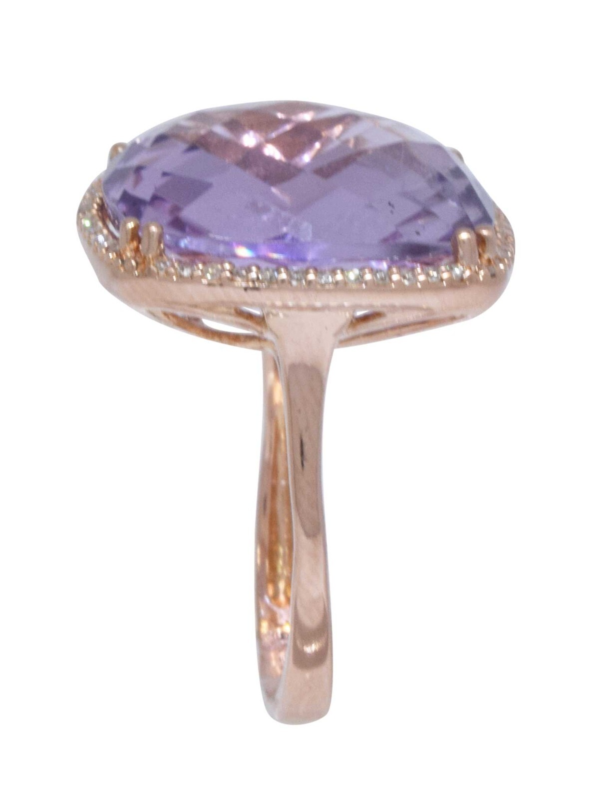 Amethyst & 0.26ct Diamond 14k Rose Gold Ladies Ring 6.5