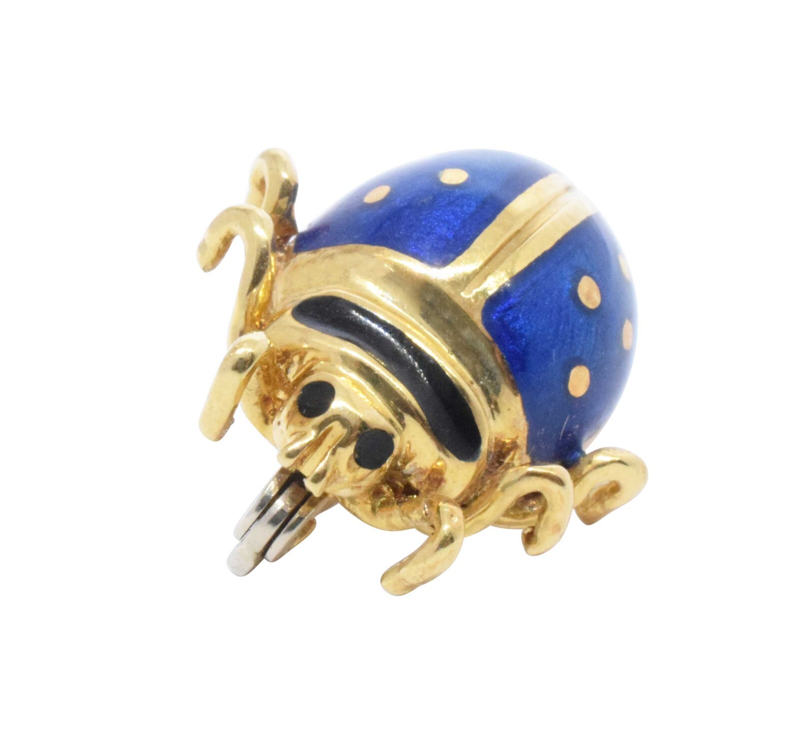 Ladybug 18k Yellow Gold & Enamel Pin Set of 3 Vibrant Blue/Green/Yellow