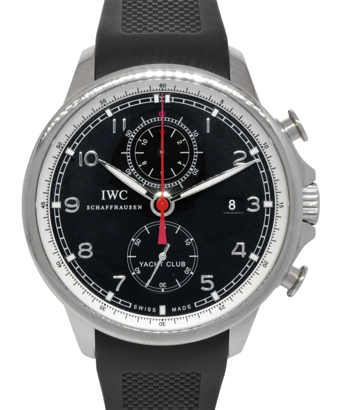IWC Portuguese Yacht Club Chronograph Steel Black Dial Watch Box/Papers 3902 IWC Portuguese Yacht Club Chronograph Steel Black Dial Watch Box/Papers 3902