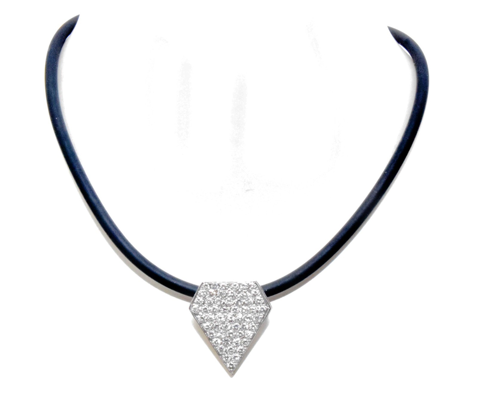 14K White Gold Ladies Pave Diamond Sheild Necklace Pendant TCW 3.00 14K White Gold Ladies Pave Diamond Sheild Necklace Pendant TCW 3.00