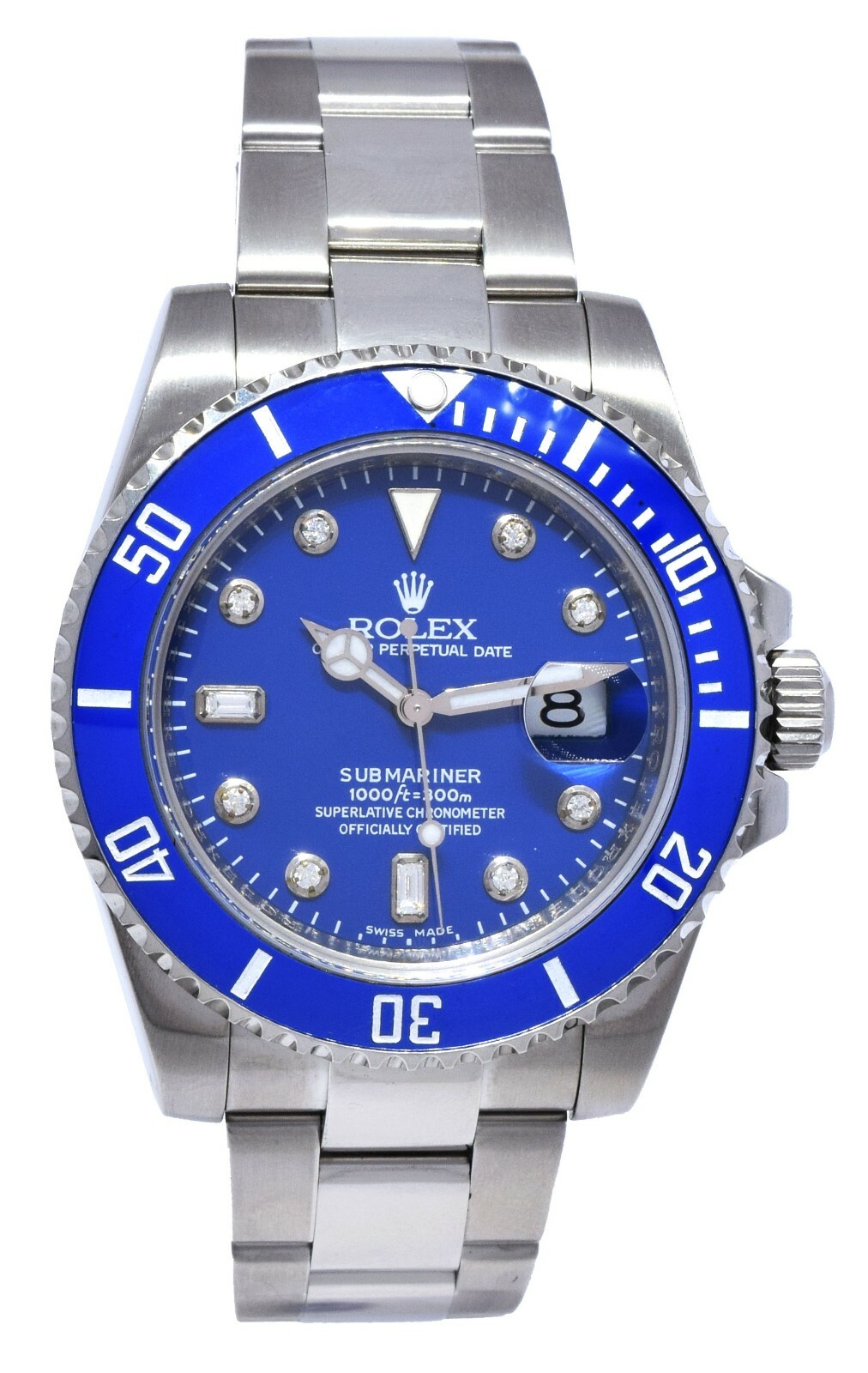 Rolex Submariner Date Stainless Steel /Ceramic w/Blue Diamond Dial 116610