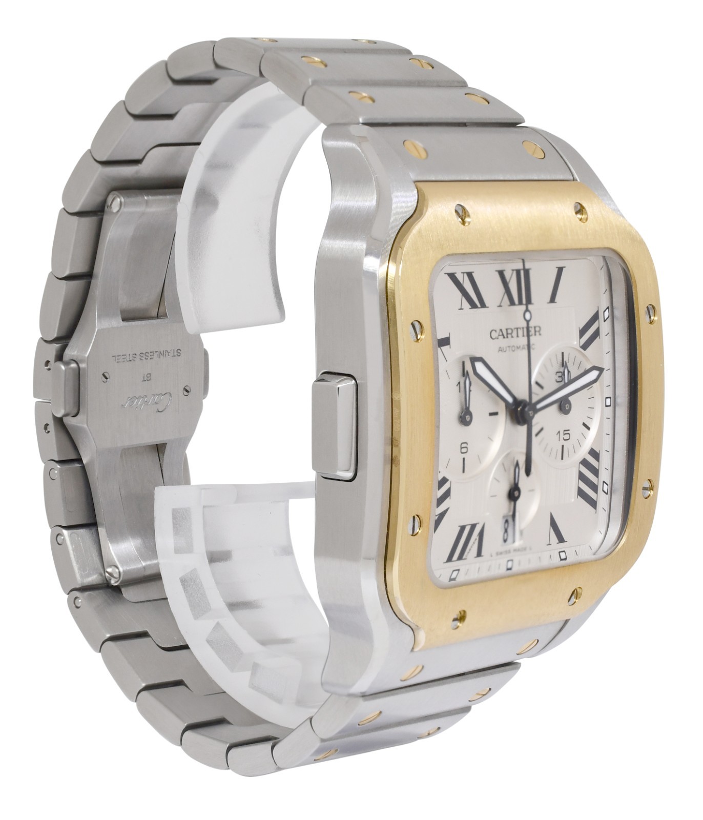 Cartier Santos XL Chronograph 18k Yellow Gold /Steel Mens Watch W2SA0008 4183