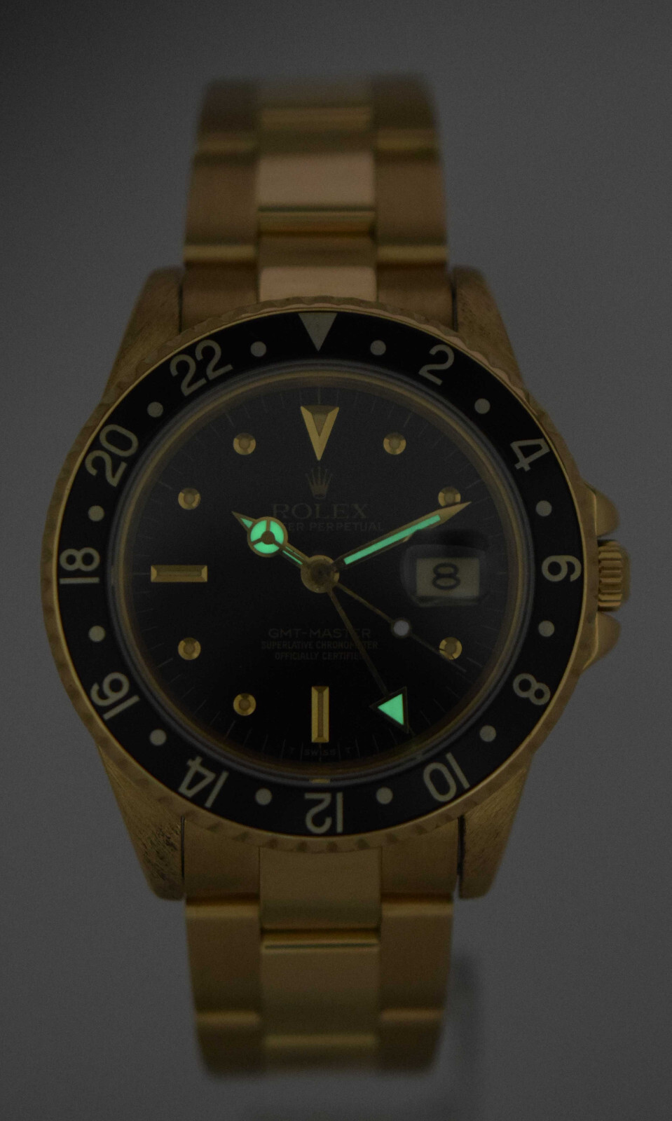 Rolex GMT-Master 18k Yellow Gold Black Nipple Dial 40mm Oyster Watch '84 16758
