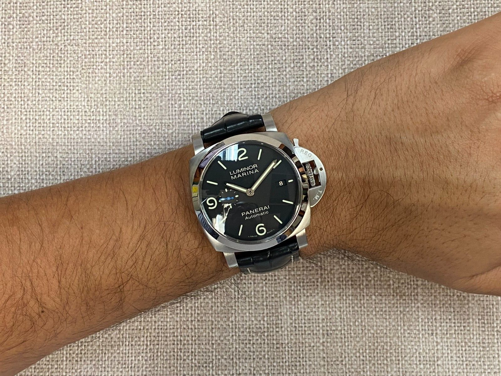 Panerai Luminor Marina PAM 1312 Steel Black Dial Mens 44mm Watch B/P PAM01312