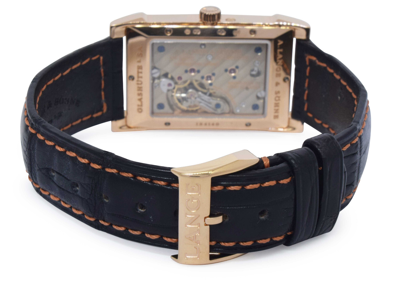 A. Lange & Sohne Cabaret 18k Rose Gold Black Dial Big Date Mens Watch 107.031