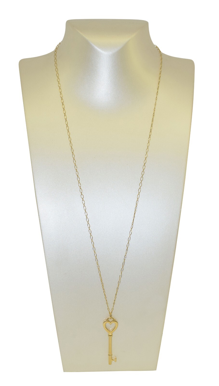 Tiffany & Co. Heart Key 18k Yellow Gold Pendant Long Chain Necklace 31"
