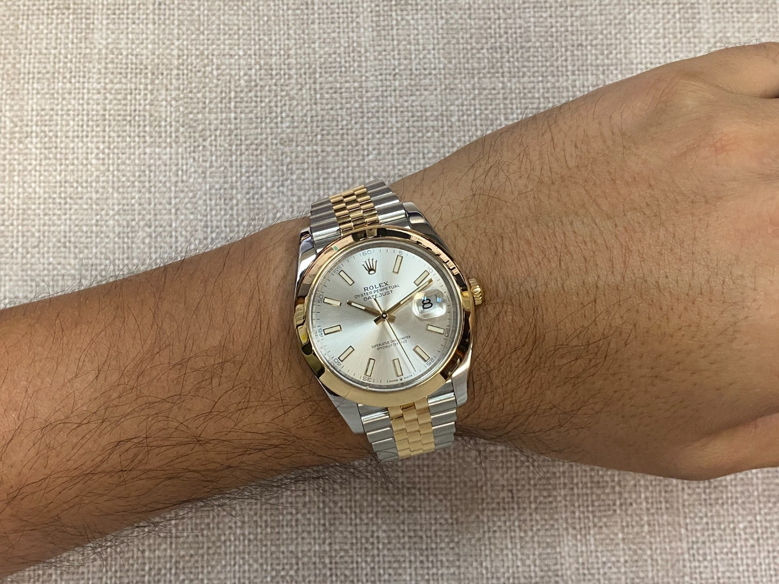 Rolex Datejust 41 18k Yellow Gold/Steel Silver Dial Jubilee Watch B/P '19 126303