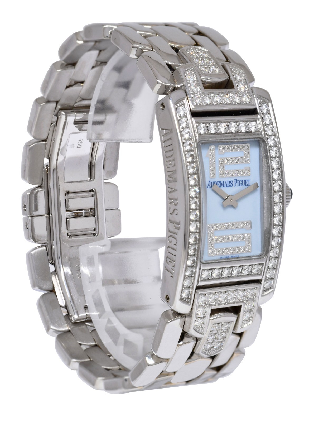 Audemars Piguet Promesse 18k White Gold Blue Diamond Ladies Watch B/P 67346BC