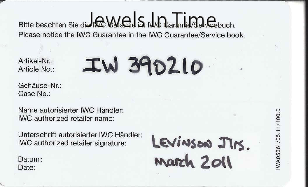 IWC  Portuguese Yacht Club Chronograph Steel Black Dial Watch Box/Papers 3902
