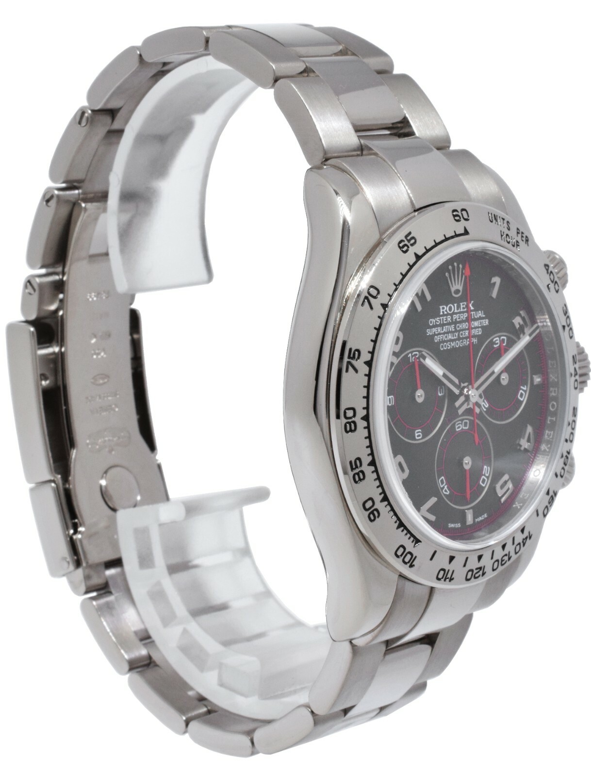 Rolex Daytona Chronograph 18k White Gold Black Dial Watch Z 116509