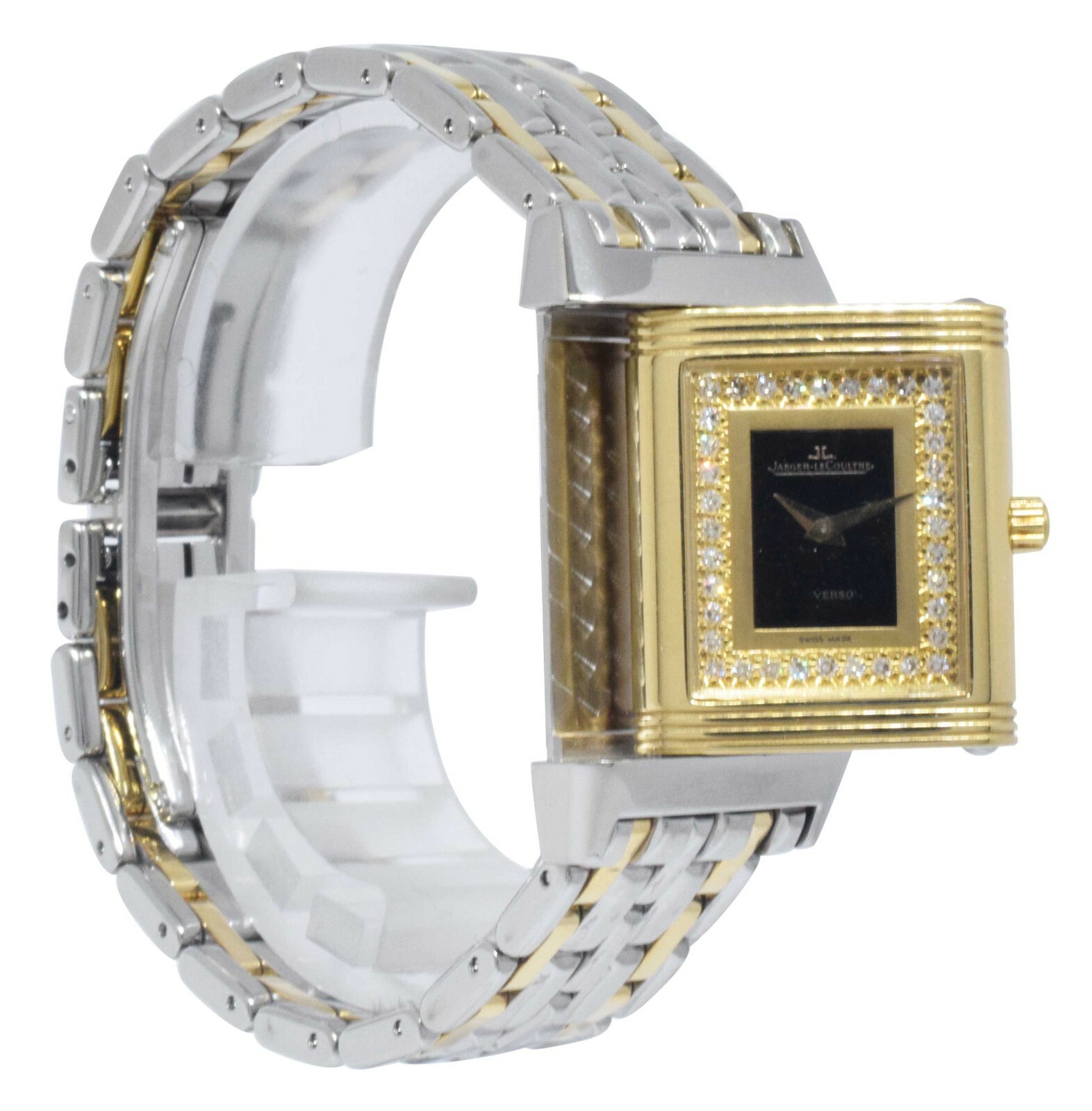 Jaeger LeCoultre Reverso 18k Yellow Gold/Steel Diamond Ladies Watch 260.5.08