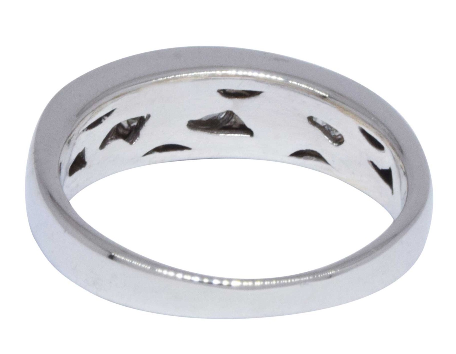 Ladies Channel Set Diamond Wedding Band in 18K White Gold Size 8 1/2
