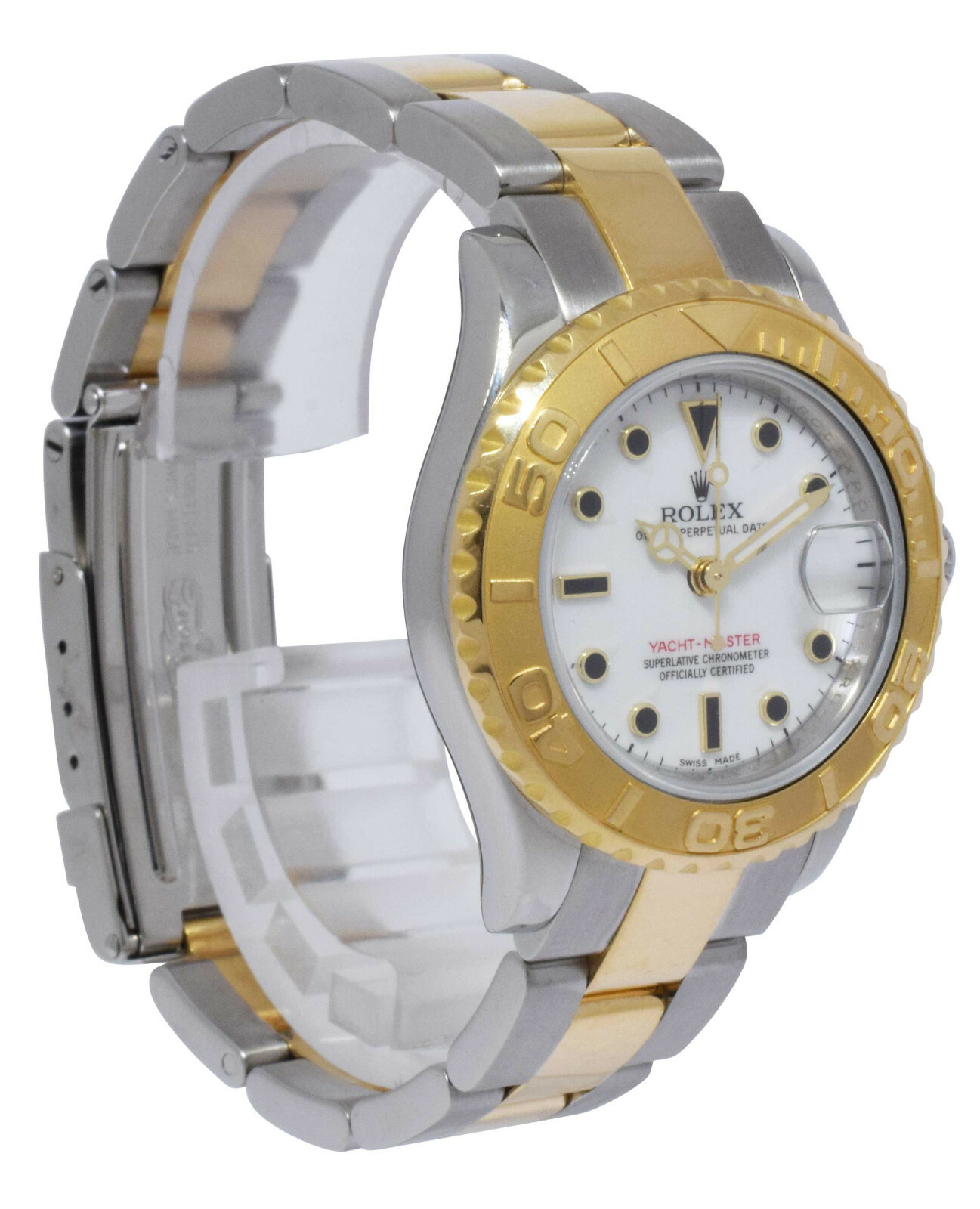 Rolex Yacht-Master 18k Yellow Gold/Steel White Dial Ladies 29mm Watch A 169623