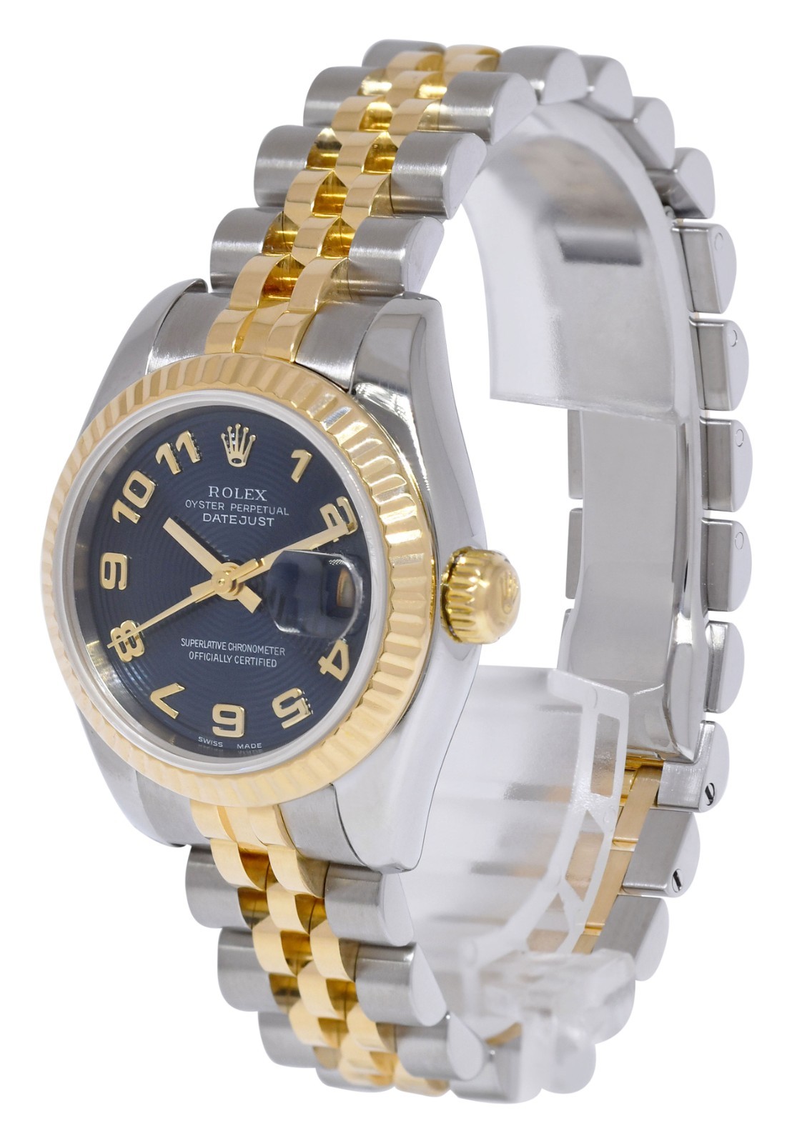 Rolex Datejust 18k Yellow Gold/Steel Blue Concentric Dial 26mm Watch D 179173