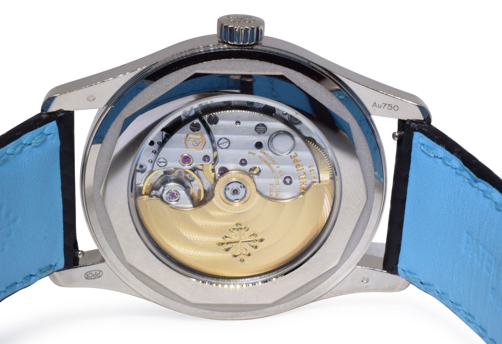 NOS Patek Philippe Calatrava 6007 18k White Gold Blue Accents Watch B/P 6007G