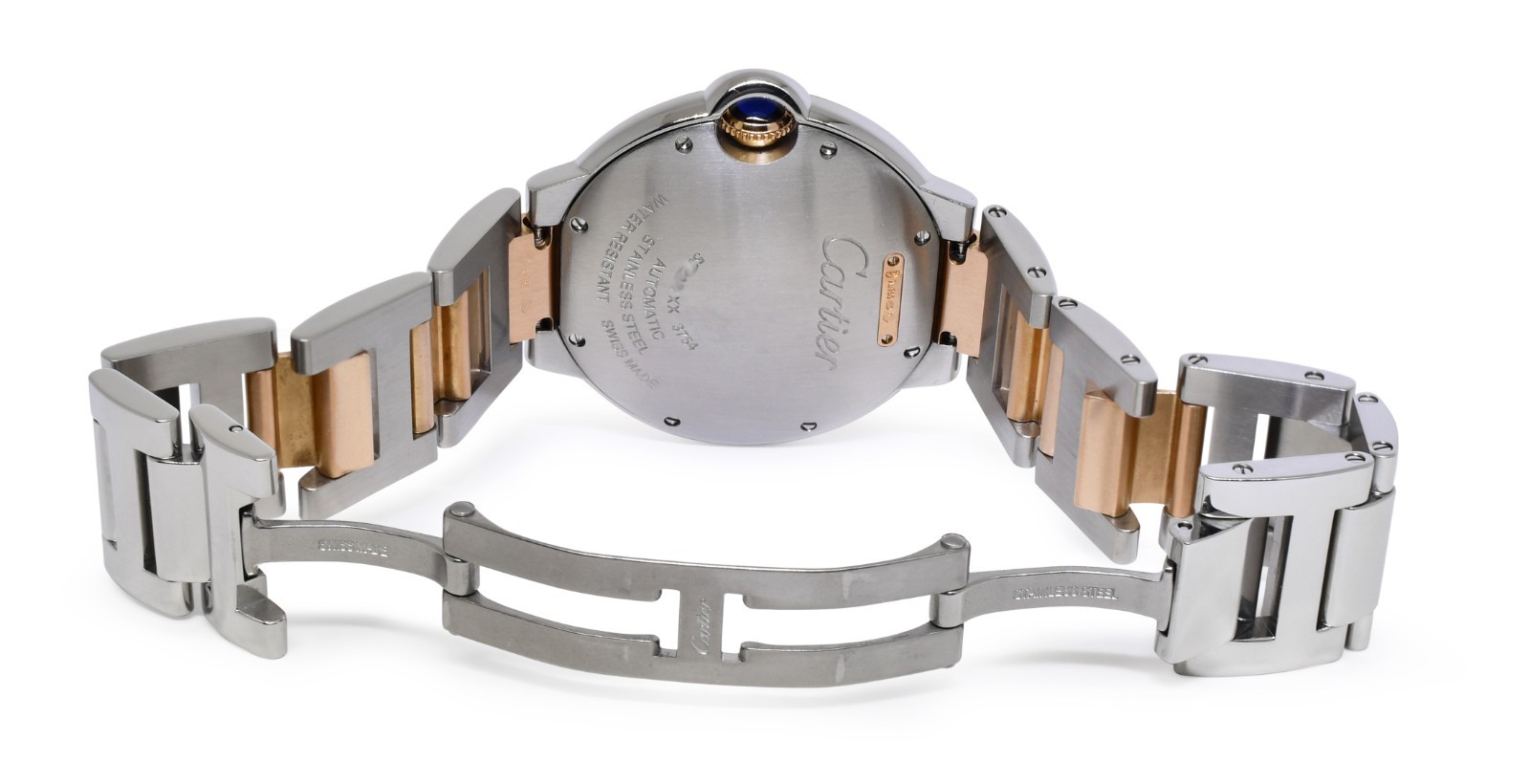 Cartier Ballon Bleu 36mm Rose Gold/Steel Diamond Automatic Watch W3BB0013 3754