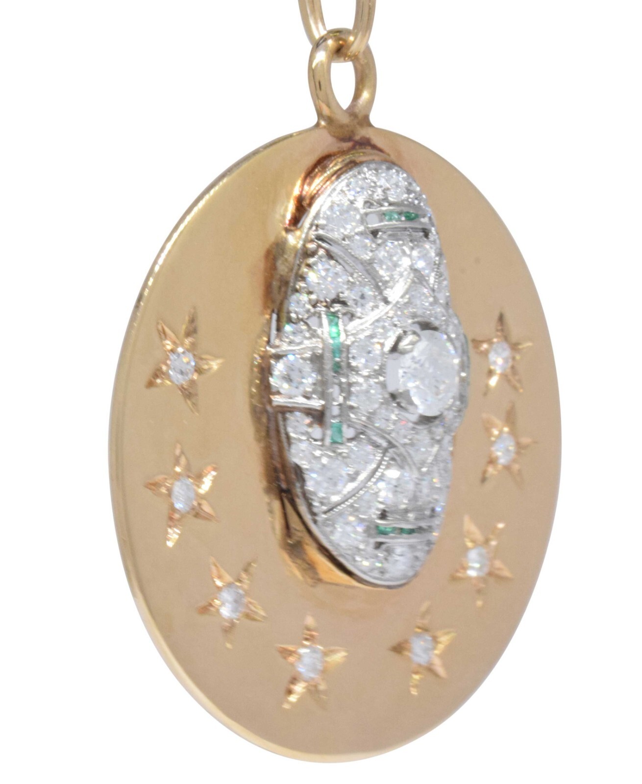 Custom Diamond/Emerald Yellow Gold/Platinum Pendant Custom Diamond/Emerald Yellow Gold/Platinum Pendant
